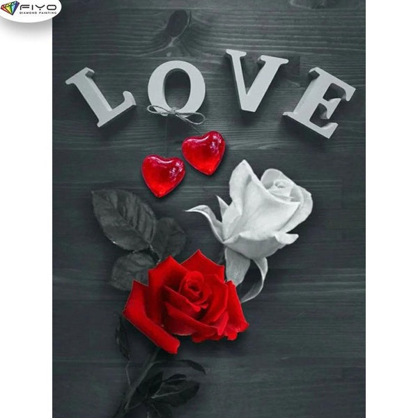 FIYO Love DIY 5D Diamond Painting Full Drill with Number Kits Maison et Cuisine Mode Mosaïque Diamant Peinture Toile Décoration Murale Cadeau Artisan