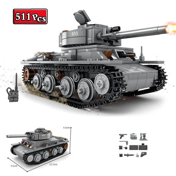 Military Series Army World War II German LT-38 Light Tank DIY Model Building Blocks Bricks Toys Christmas Gifts