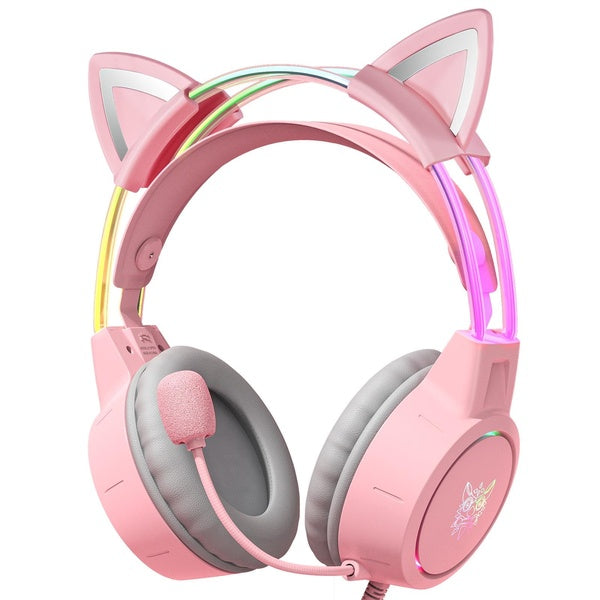 NEWSTYP Gamers Casque Mignon Chat Oreille Casque Avec Microphone Casque De Jeu HD Réduction Du Bruit Sur-oreille Faisceau De Tête Pour PC Ordinateur