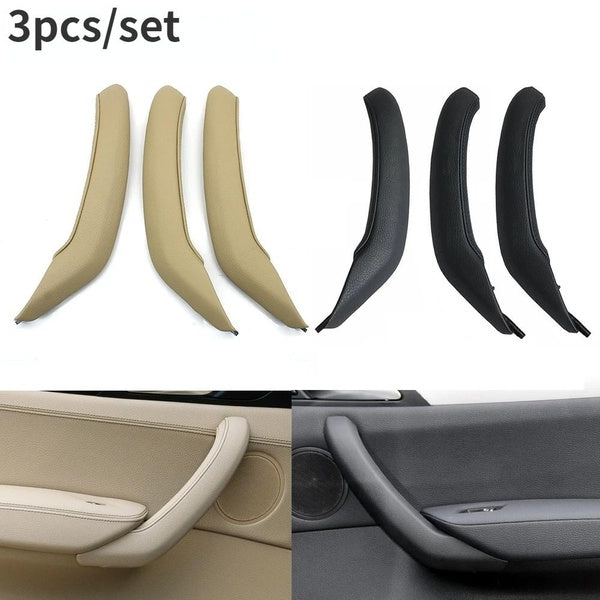 3 pièces-ensemble poignée intérieure de voiture panneau de porte intérieure tirer revêtement d'habillage cuir gauche-droit garniture remplacement pou
