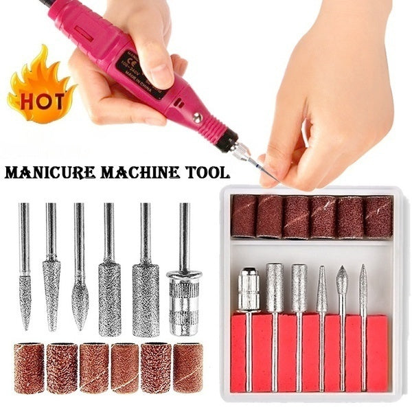 Portable Electric Nail Drill Set Pen Sander Polish Machine Acrylic Gel Removal Manicure Filer Kit with 6 Nail Drill Bits Pedicure Efile Rotary Carver