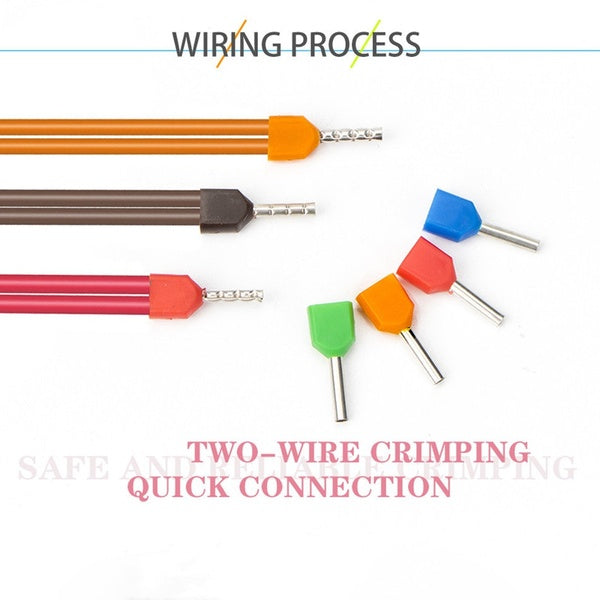 100 pièces TE0508 Double tuyau 0.5² extrémité pressée à froid Double ligne Tube en forme de borne tubulaire isolée