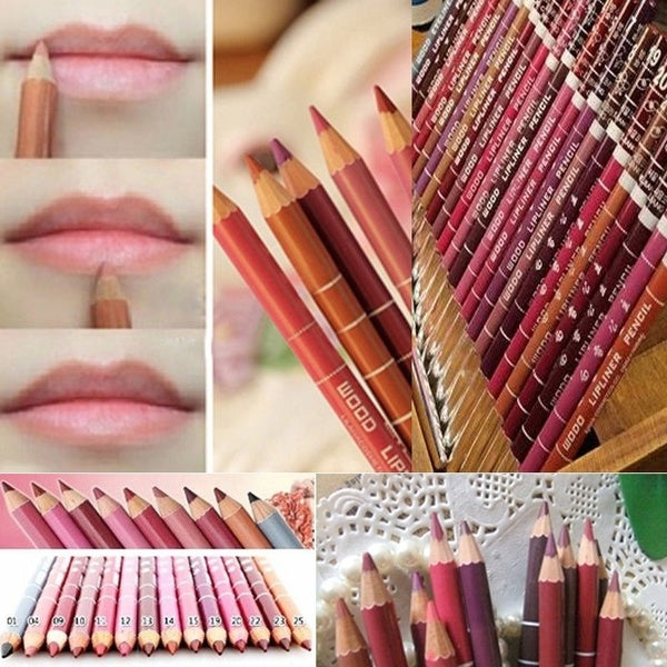Professionnel 12 pièces cosmétique bois Lipliner stylo imperméable dame charmant crayon à lèvres crayon Contour maquillage rouge à lèvres outil
