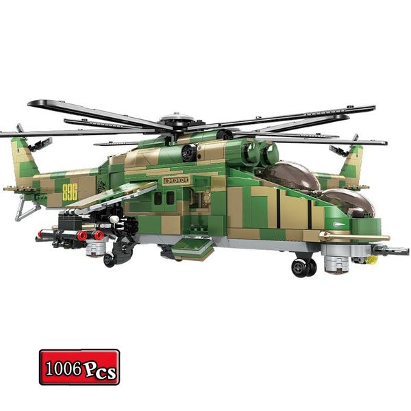 World War II Military Model Series MI-24 Medium Utility Aircraft Collection Ornament Building Blocks Bricks Toys Gifts
