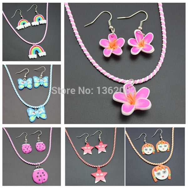 Wholesale Lots Mixed 12sets Pretty Children-Kids girls Fimo Polymer Clay Necklace & Earrings