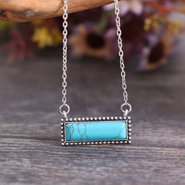 Nouveau collier pendentif en pierre naturelle Turquoise pour femme guérison Reiki chaîne de pierres précieuses collier Yoga collier bijoux