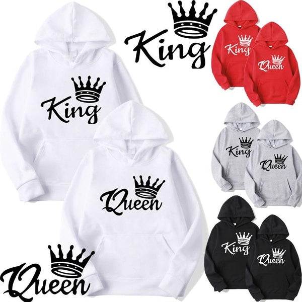 2024 New King and Queen Couple Outfit Couple Detailed Information on Winter Men's Wear Long-sleeved Hoodie Hoodie Pullover