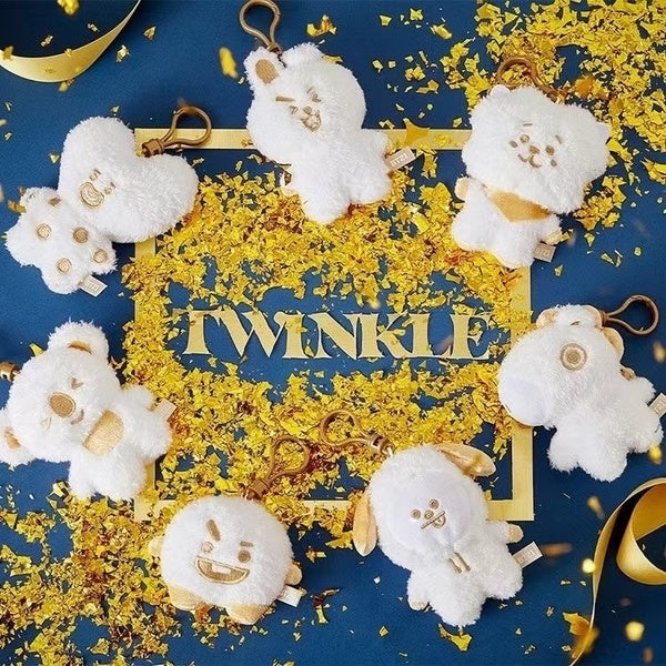 10cm Korea Bangtang Boys Baby BT21 Twingkle Ver. Plush Dolls Keyring Baby Cooky Tata Chimmy Keychain Sitting Plush Doll Cute Animal Goods Dolls Penda