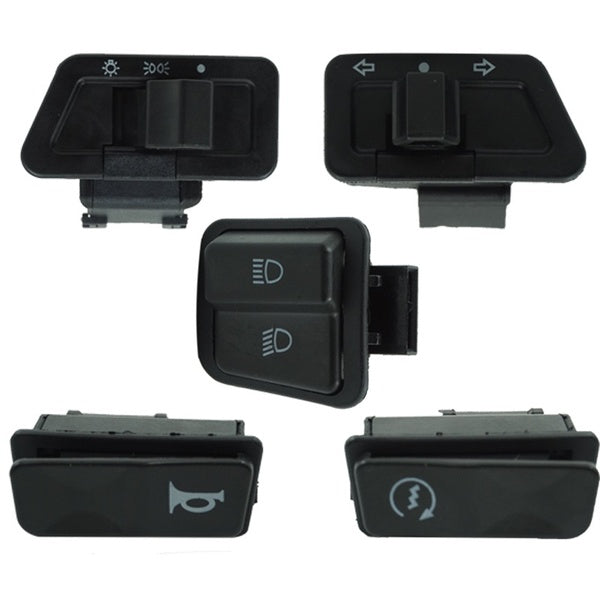 5 Piece Motorcycle Start High-Low Beam Light Headlight Horn Turn Signal Button Switches For GY6 ATV Dirt Bike Moped Scooter