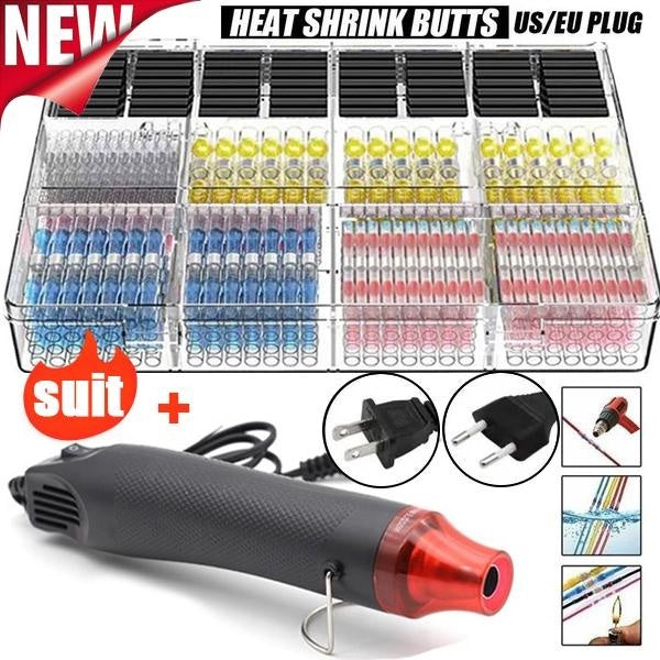 New Thicken 1200-800-500-400-300-100-50Pcs Solder Seal Wire Connectors Waterproof Heat Shrink Butt Connectors Electrical Wire Terminals Insulated But