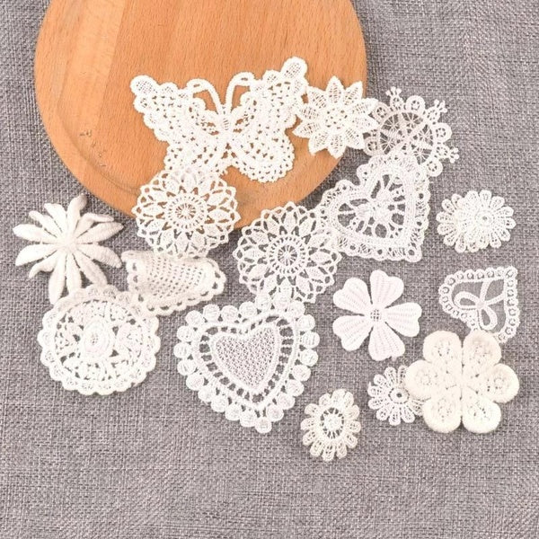 Flower White Lace Applique Mesh Trim For Sew On Guipure Fabric Wedding Supplies Home Decoration CP3094