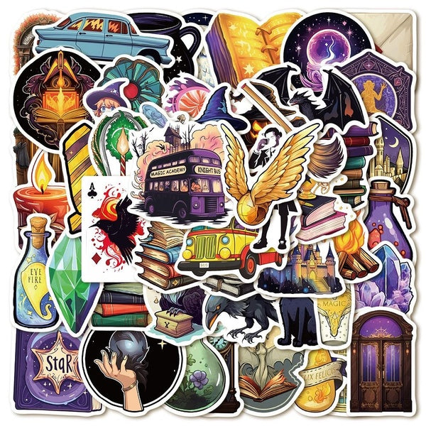 10-50PCS Cute Magic Academy Witch Owl Stickers Key Books moon DIY Laptop Skateboard Motorcycle Car Waterproof Sticker