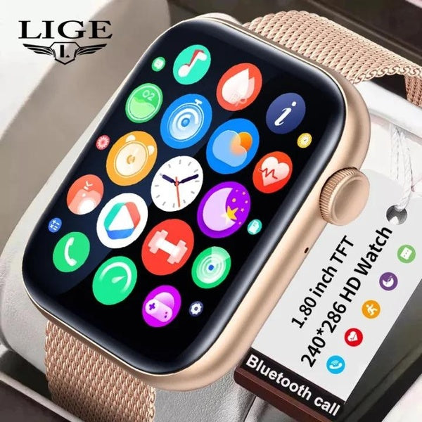 LIGE montre pour femmes montre intelligente dame Bluetooth appel Smartwatch hommes Support 120 sport horloge musique lecture touches rotatives + boît