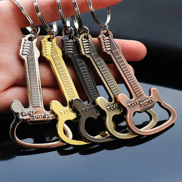 Multi-function Zinc Alloy Guitar Key Chain Beer Opener Bottle Opener Creative Keychain