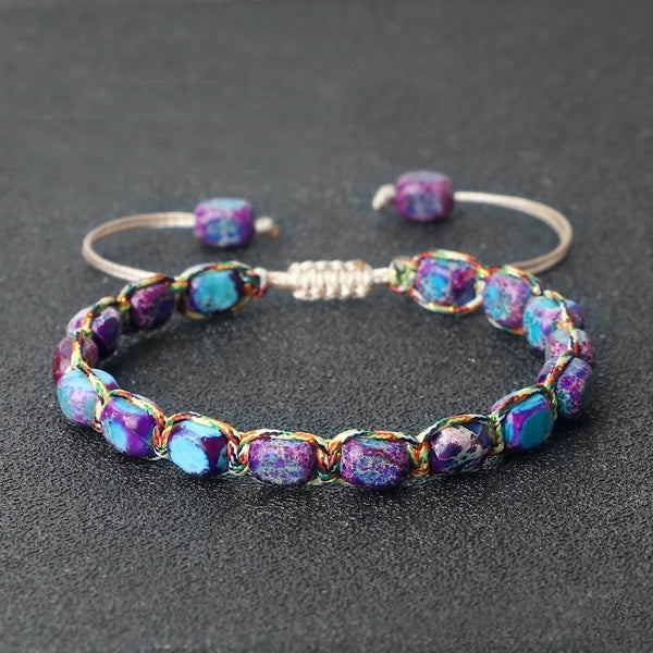 Charme multicolore empereur pierre bracelet de perles pour femmes hommes réglable à la main Boho bracelet tressé yoga bijoux de mode cadeaux