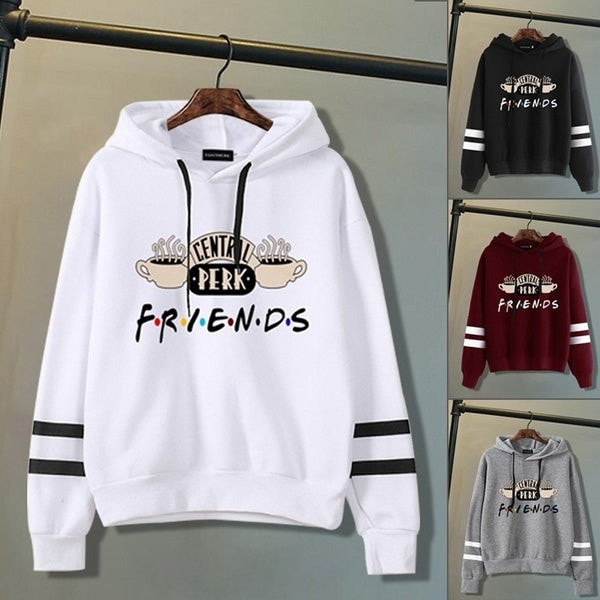 Women Friends Tv Show Hooded Sweatshirt Long Sleeve Coffee Printing Casual Pullover Hoodie