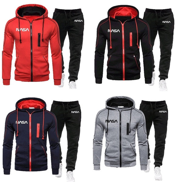 Mode New Zipper Jacket Hommes Casual Sport Survêtement Outfit Hoodie + pantalons Costume deux pièces combinaison de cyclisme pour hommes imprimé pull