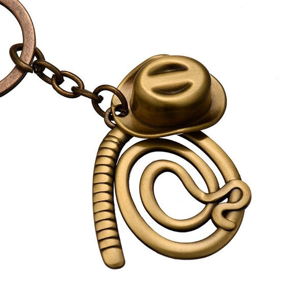 Indiana Jones Horsewhip and Hat Shaped Keychain Small Gift Car Accessories Pendant Matron Inn