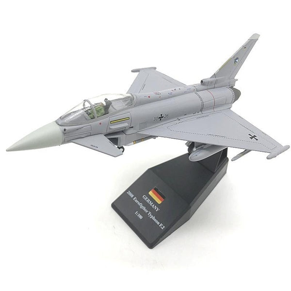 New 1:100 Scale Alloy Diecast Military Model Eurofighter Typhoon Fighter Aircraft Model Plane Toy For Souvenir Collection Gift Home Office Decoration