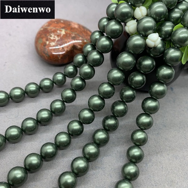 Placage naturel perle de coquille d'océan vert foncé perle 6-12mm ronde bijoux à bricoler soi-même en vrac
