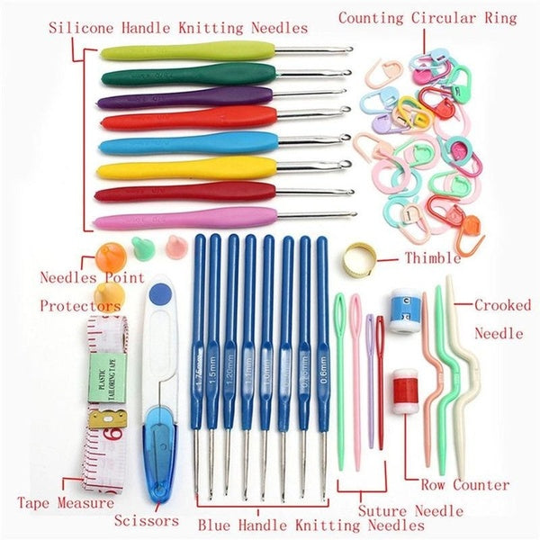 57 in 1 Full Set DIY Crochet Hooks Needles Stitches Knitting Craft Case Crochet Weaving Tools Sewing