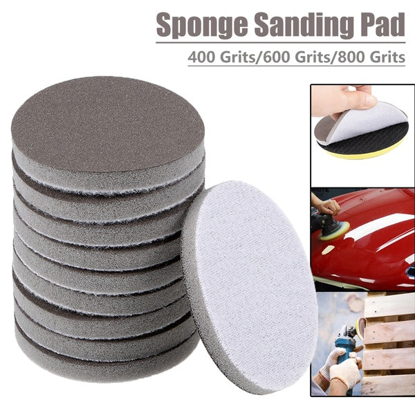 2-5-10-15 pièces 2 pouces-6 pouces 400-600-800 grains crochet et boucle disque de ponçage, éponge tampon de ponçage humide sec oxyde d'aluminium pour