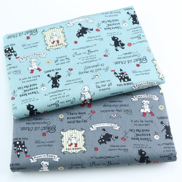 Cartoon Cat Printed Cloth 100% Cotton Twill Fabric DIY Handmade Quilting Patchwork Fat Quarters Bundls of Sewing Scrapbooking Cloth Tecido Tela