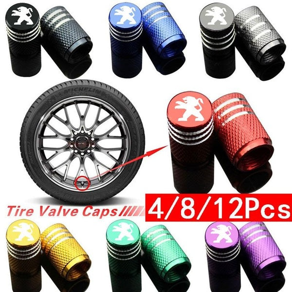 4-8-12Pcs-set Tire Stem Valve Caps Aluminium Car Dustproof Caps Tire Wheel Stem Air Valve Caps Used for Peugeot