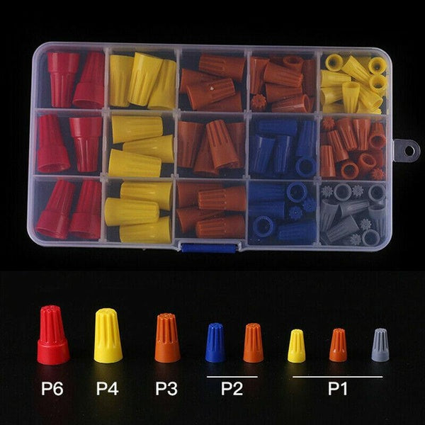 102pcs Wire Connector Twist Electrical Nut Spring Cap Assortment Kit Set P1~P6 []