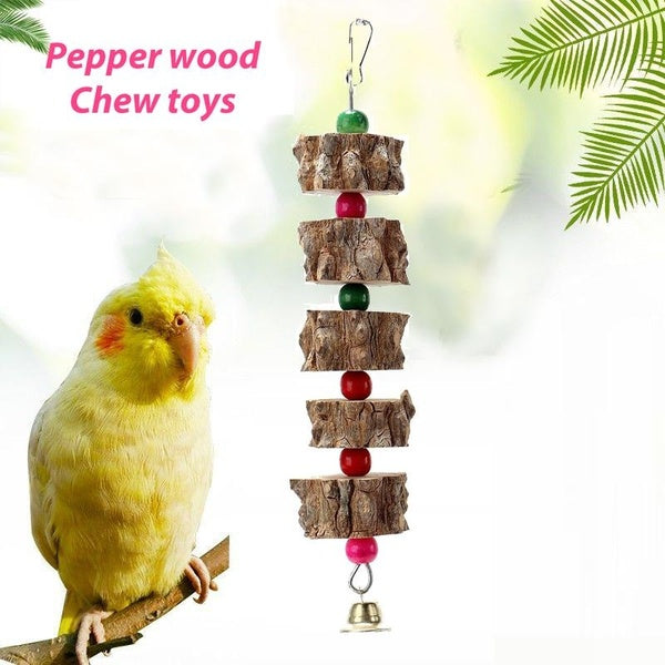 Parrot Bird Toy Pepper Wooden Hanging String Bite Climbing Chewing Toy Gnawing Pendant Decoration Bird Cage Accessories Supplies