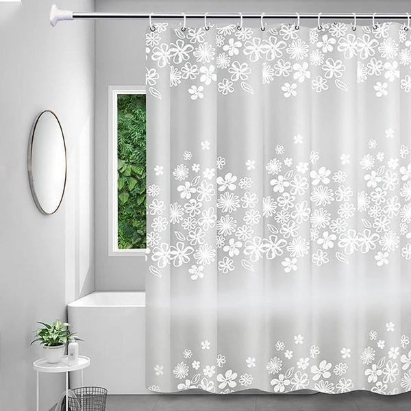 1pc Translucent Shower Curtain With Plastic Hooks, PEVA Plastic Waterproof Mildew Resistant Shower Curtain Liner With Metal Grommets, Durable And Stu