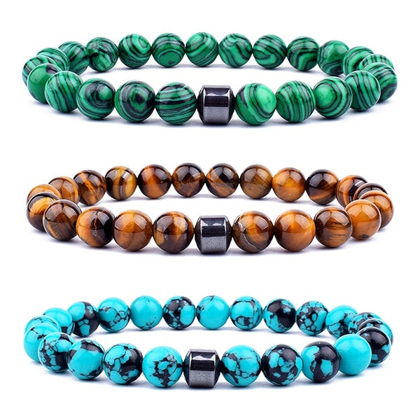 Cylinder Hematite Bracelets For Men Classic Nature Stone Beads Bracelets & Bangles Homme Yoga Jewelry Gift