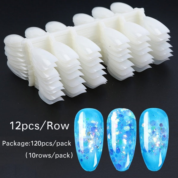 10Rows False Nail Tips Set Clear Nature Full Cover Nail Art Practice Manicure Tool For Extend Gel Polish Display