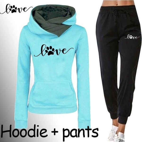 Women Fashion 2pcs Outfits Womens Tracksuit Casual Sport Shirt Hoodie Pants
