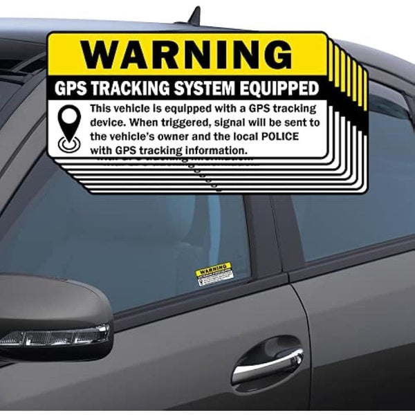 8pc GPS Tracking Sticker Anti-Theft Car Vehicle Warning Sign Decal - 3" x 1.5" Self Adhesive Sign