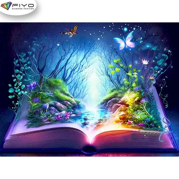 FIYO Scenery in the Book Diamond Painting Kits For Adults DIY 5D Diamond Mosaic Diamond Painting Home and Kitchen Fashion Canvas Pictures Wall Decora