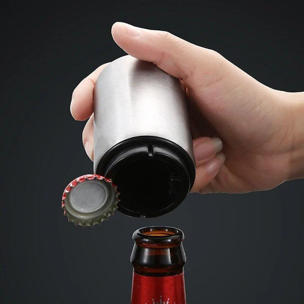 Beer Bottle Opener Stainless Steel Push Bottle Opener Magnet Beer Bottle Opener Beer Soda Cap Bottle Opener Kitchen Accessories