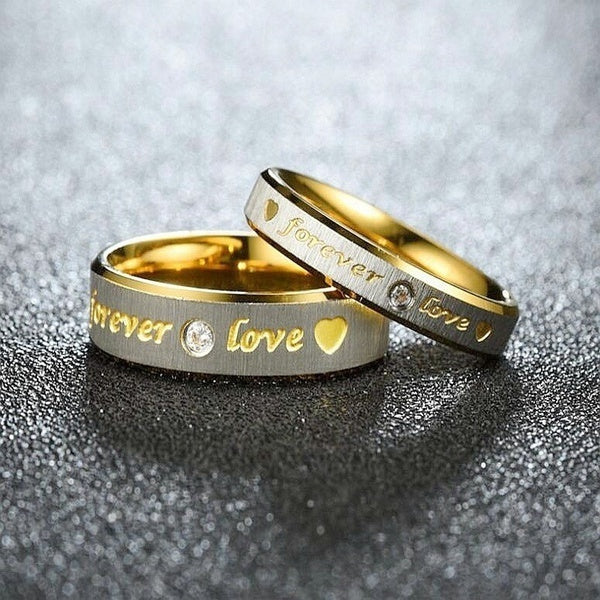 Mode Bague Femmes Hommes Bijoux Forever Love Or Titane Couple Anneaux Bijoux Charme Anneau Vintage Promise Anneau Surpris Cadeau
