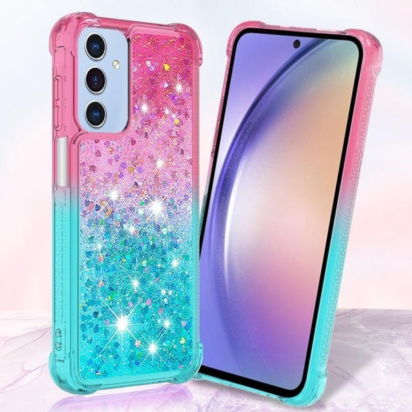Pour Samsung Galaxy A15 A25 A35 A55 Quicksand Glitter Case, Coque de téléphone en silicone dynamique multicolore antichoc pour Samsung S24 S23 FE S23
