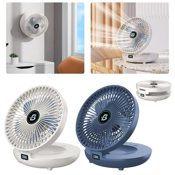 Household Dual-Use Fan 90° Foldable Portable Table Desk Fan 3 Speeds USB Rechargeable Hanging Wall-mounted Fan Indoor Outdoor Camping Fans