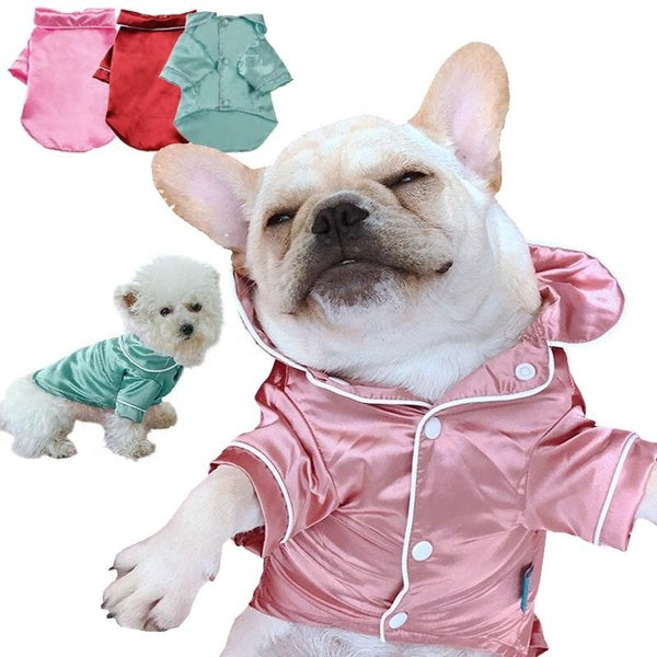 Summer Dog Pajamas,Soft Silk Lapel Pet Shirts Loungewear,Soft And Quick Dry Silk Sleepwear With Buttons Cat Pjs For Small And Medium Dogs And Cats Ch