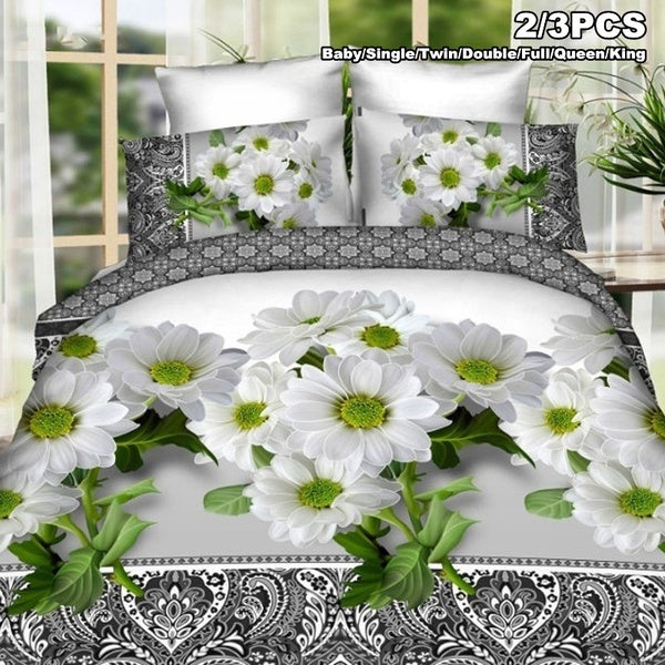2-3PCS Green Floral Bedding 3D Duvet Covers Sets Comforter Cover Quilt Cover Bedding Set Baby-Single-Twin-Double-Full-Queen-King Size Bohemia Bedroom