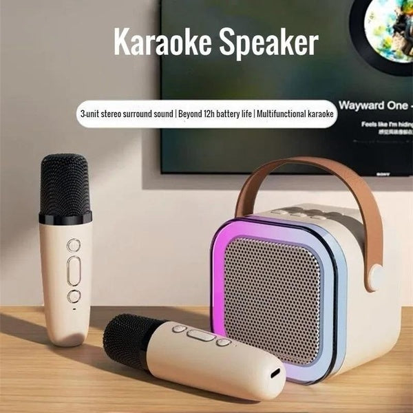 Portable Bluetooth Speaker with Two Wireless Microphones - Perfect for Karaoke and Family Sing-alongs