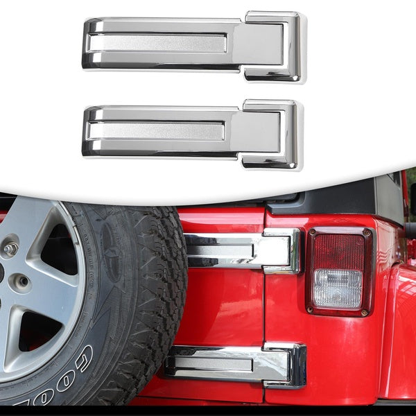 for Jeep Wrangler JK 2007-2017 Car Rear Tailgate Door Hinge Protector Spare Tire Hinge Trim Cover, Chrome 4 Pcs