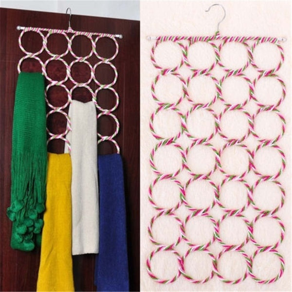 12-28 Holes Scarf Hanger Multi Scarves Display Hang Ties Belt Organize Circle Storage Holder Clothes hanger