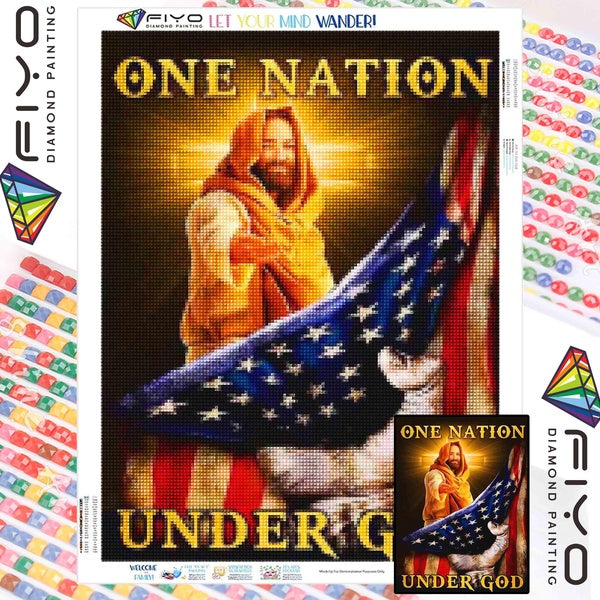 FIYO Jesus and National Flag Diamond Painting Kits For Adults DIY 5D Diamond Mosaic Diamond Painting Home and Kitchen Fashion Canvas Pictures Wall De
