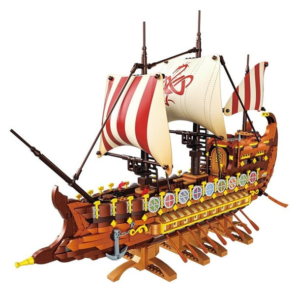 New 2073pcs Ancient Warship Model Building Block Brick Educational Assembly Toy Children Boy Gift
