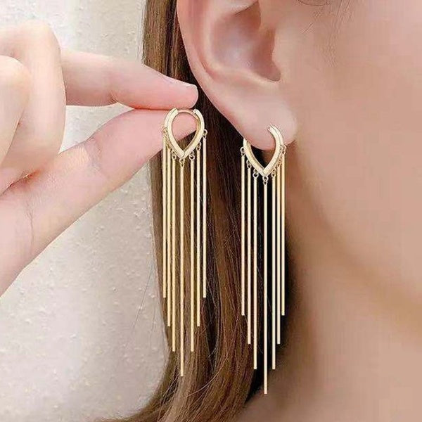 Fashion Jewellery Plated Long Tassel Earrings for Women Silver Heart Huggie Hoops Charm Sequin Earrings Gifts