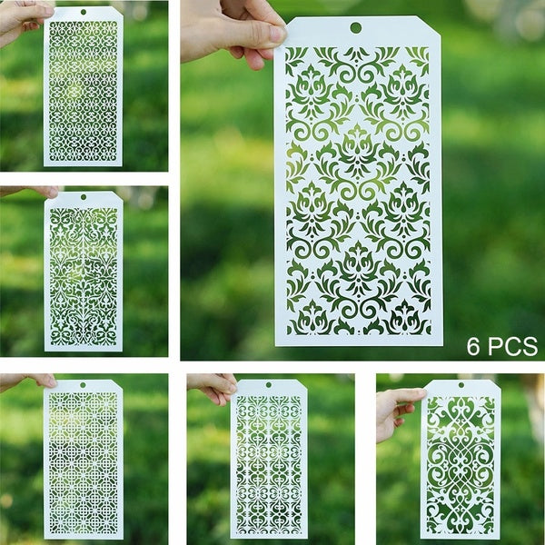 6 PCS 12*24 cm Seamless Stencil for Scrapbooking Painting album Paper Card Making Craft Decorative Embossing Template