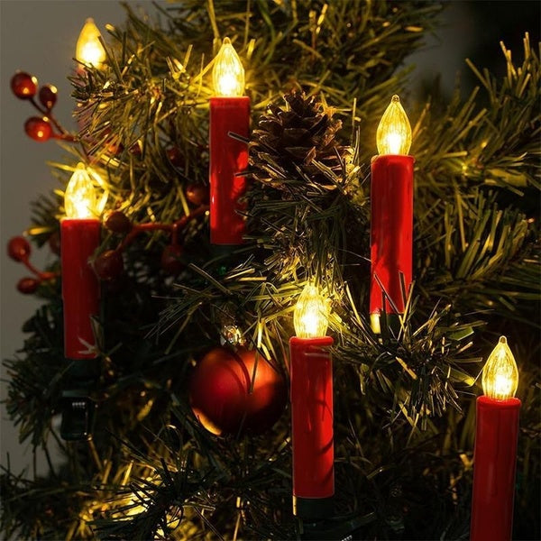 5-10-20Pcs Christmas Flameless Candles Lights With Tree Clips, Candle Lights With 3 Mode Remote Control, 3D Flickering LED Candle String Lights For C